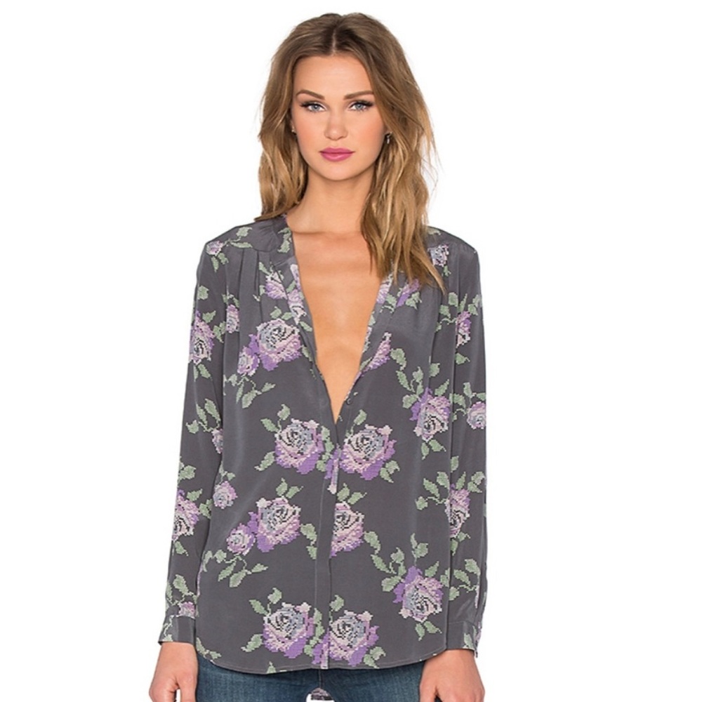 Joie 'Arnica' Digital Roses Silk Blouse